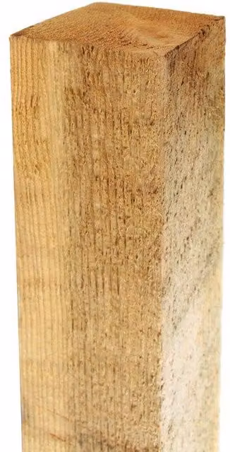 Primrose Square Wooden In-Ground Fence Post in Natural Brown, H: 182.88 cm, W: 7.5 cm – 3