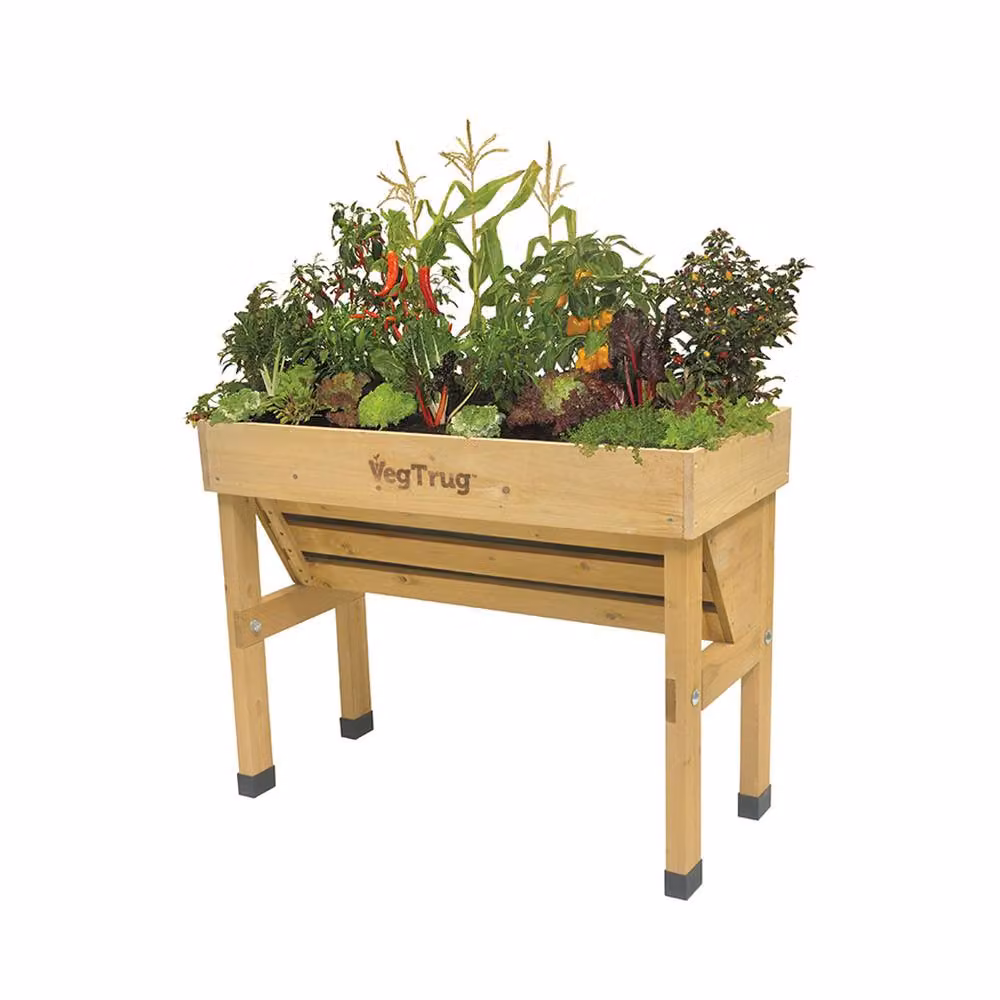 VegTrug Wallhugger Small Natural Wooden Raised Bed Planter in Brown – 3