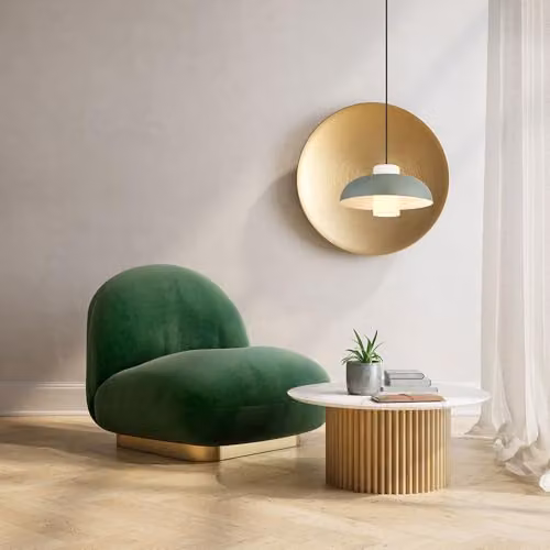 Globo Lighting Netlighting Lowe Dome Glass and Metal Pendant Light in Green, Diameter: 38 cm, Height: 120 cm – 6