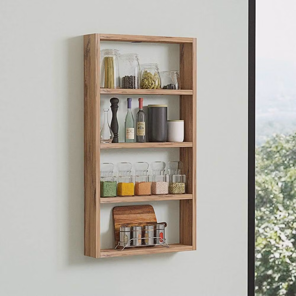 Calicosy LYA 4-Shelf Wall Mounted Shelf in Brown, Height: 80 cm – 2