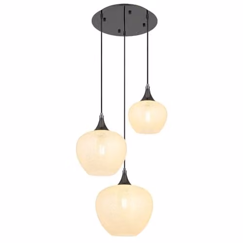 Globo Lighting Modern Suspended Glass Pendant Light for Dining Rooms in Black and Chrome, Height: 120 cm