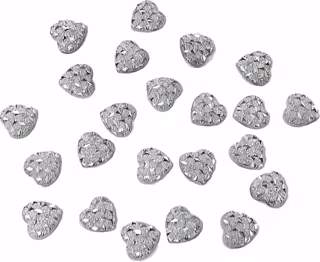 Syntego Silver Stardust Glitter Heart Resin Gems, Flat Back, 50 Pack, Silver