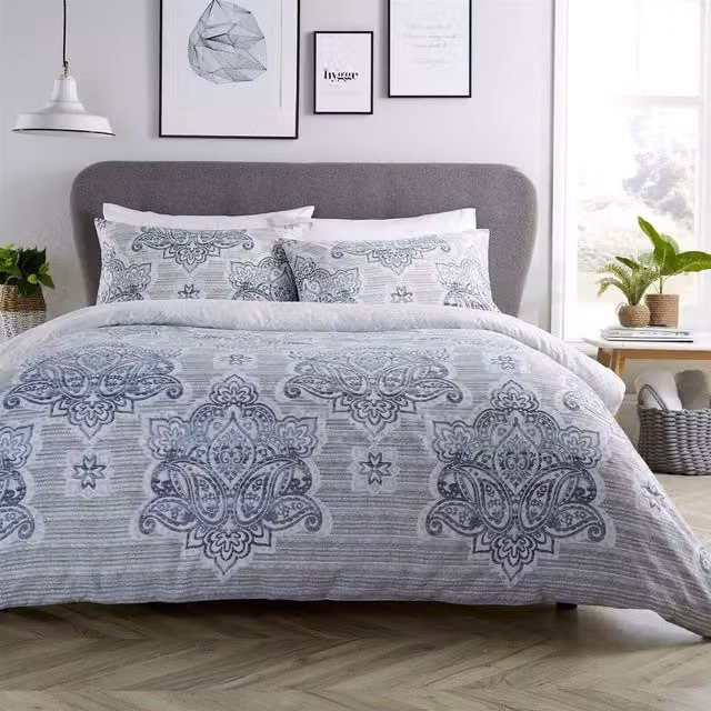 NewEdgeBlinds Grey Plain Modern Duvet Cover, W: 180 cm x H: 200 cm