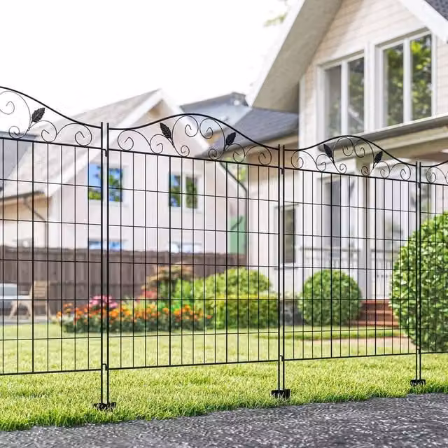 EONLION Black Decorative Garden Fence, 4 Panels, Height: 100 cm – 1