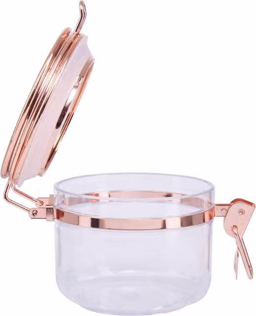 Orsina Elegant Glass Storage Jar with Copper Lid, Clear, 450 ml