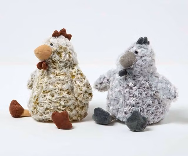 Homescapes Weighted Chicken Doorstop Set of 2 in Grey and Brown, 1.5kg – 1