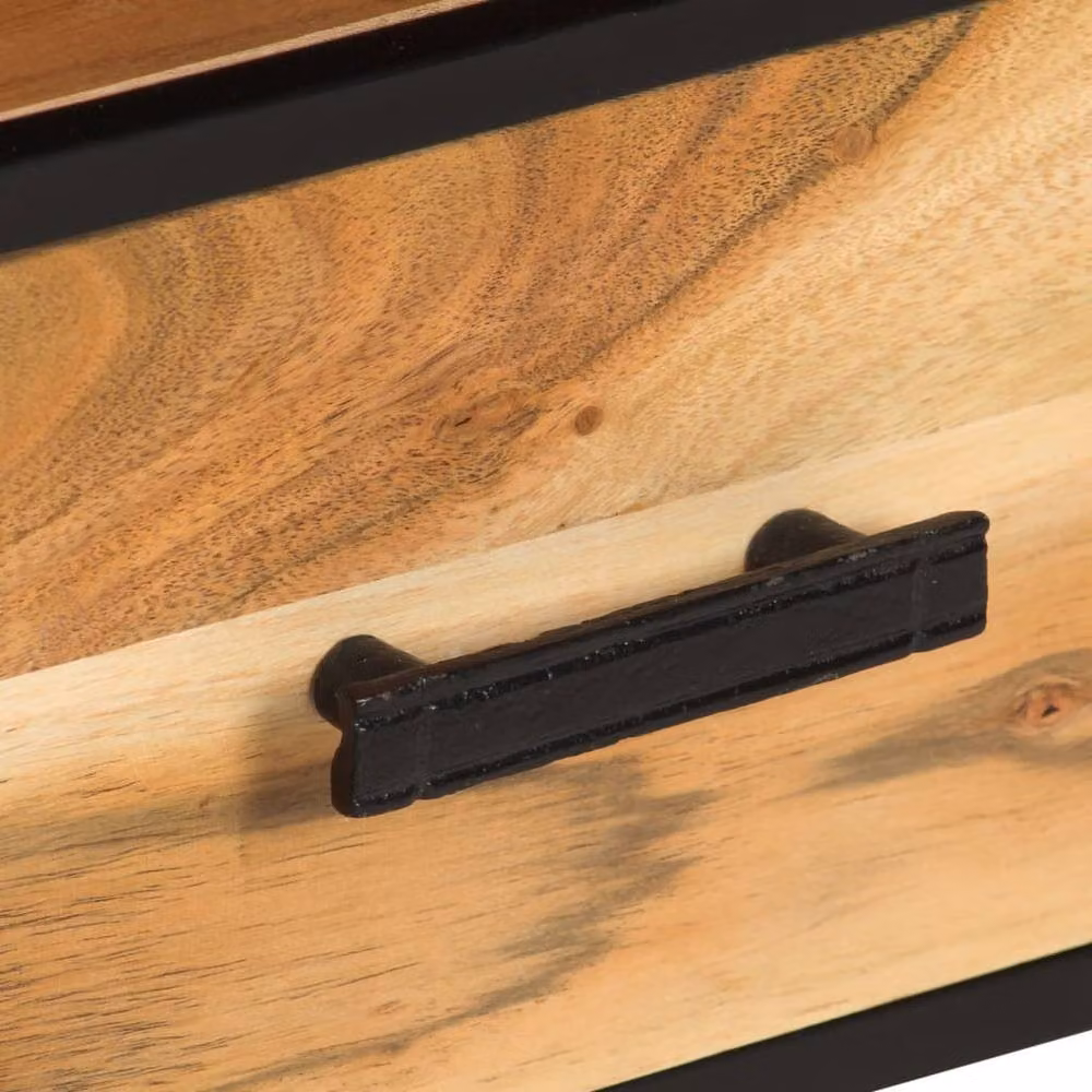 Berkfield Home Industrial TV Cabinet in Brown and Black Solid Acacia Wood, W/D/H: 110 x 30 x 45 cm – 5