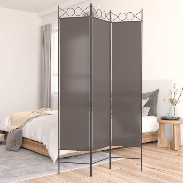 Berkfield Home 3-Panel Fabric Room Divider in Anthracite and Black, W/H: 120 x 220 cm
