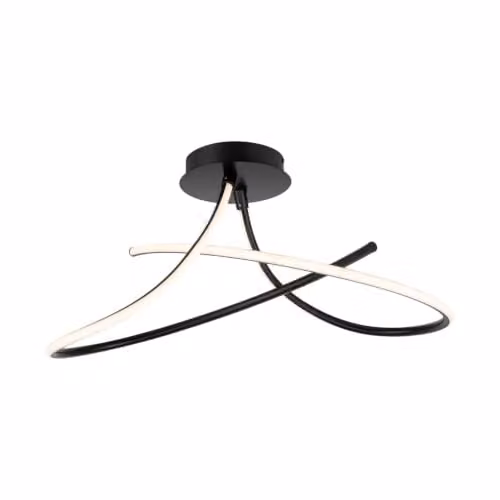 Cosylyte Carter 2 LED Curved Ceiling Light, Matt Black, 3-Step Dimmable, 3000K Neutral White, 3650lm, W/D/H: 60 x 30 x 30 cm