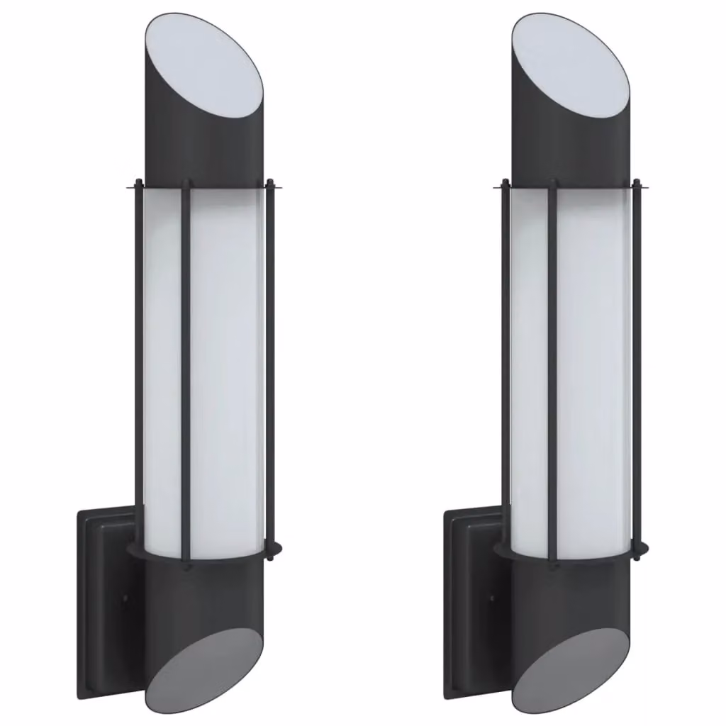 Berkfield Home Set of 2 Black Stainless Steel Modern Outdoor Wall Lights – 2