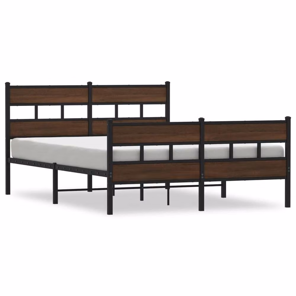 Berkfield Home Elegant Bed Frame with Headboard and Footboard in Brown, W/D/H: 140 x 200 x 91.5 cm – 3