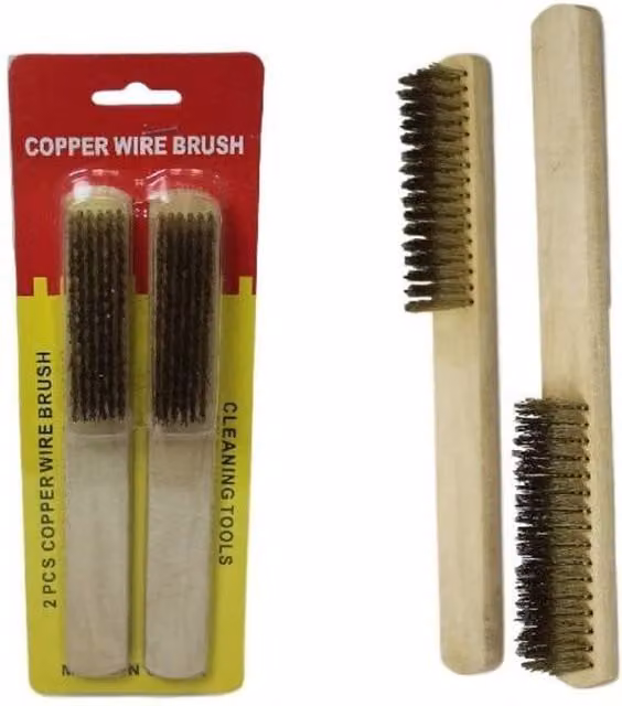 KDMD Copper Wire Cleaning Brush with Wooden Handle, Brown, Pack of 2, 20 cm – 1