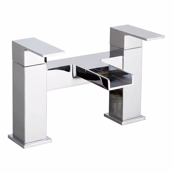 Nes Home Ozone Contemporary Bridge Waterfall Bath Filler Tap in Chrome Metallic Silver – 2