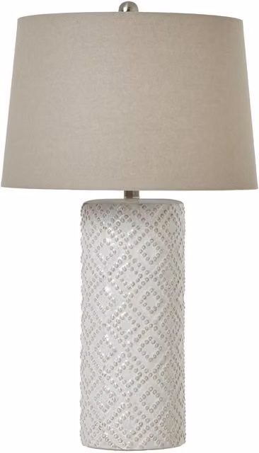 Hill Interiors Beaded White Ceramic Table Lamp
