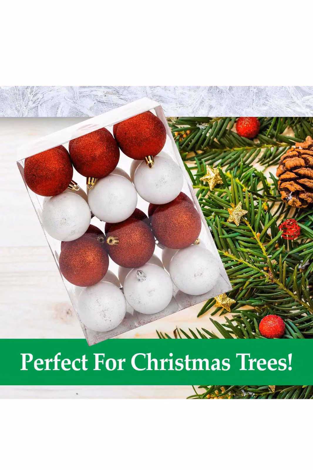 VFM e-Store Red, White and Gold Christmas Tree Baubles, 6cm (24 Pack) – 2