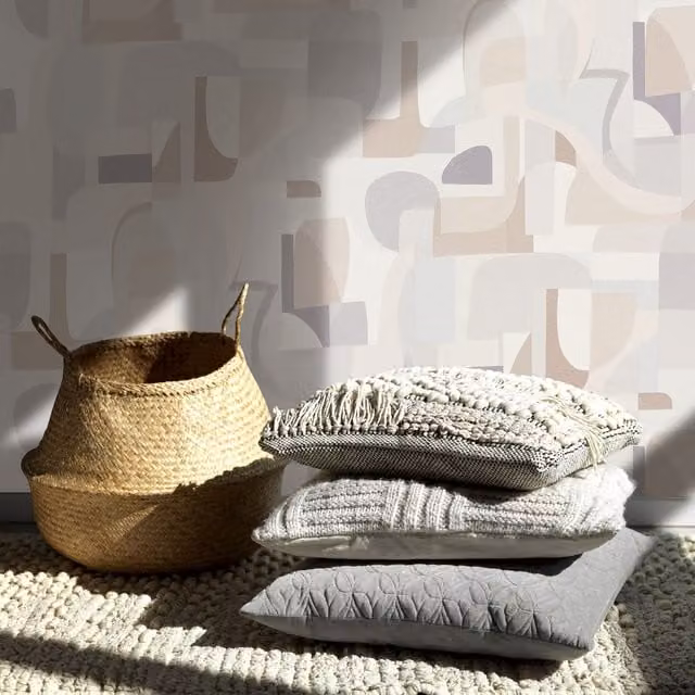 Erismann Modern Geometric Abstract Vinyl Wallpaper in Beige