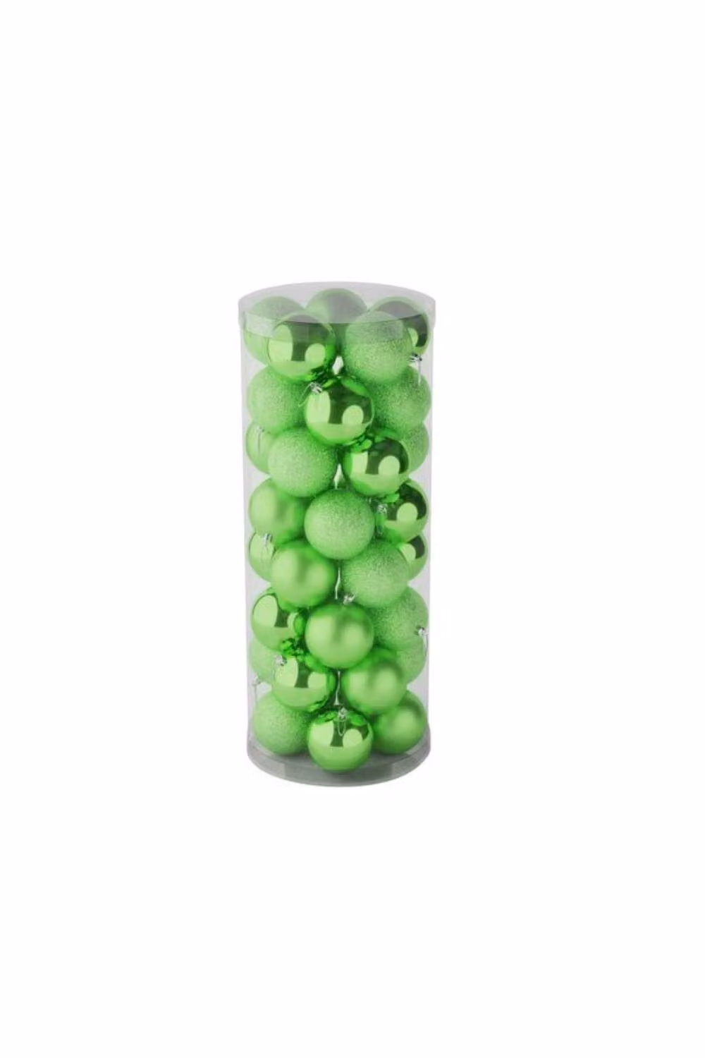 KDMD 48 Light Green Christmas Baubles with Matt, Shiny and Glitter Finishes, Diameter: 8 cm – 2