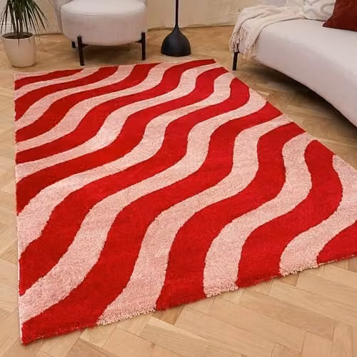 THE RUGS Joli Area Rug, Striped Red and Pink Modern Artistic Design, W: 160 cm, D: 230 cm – 1