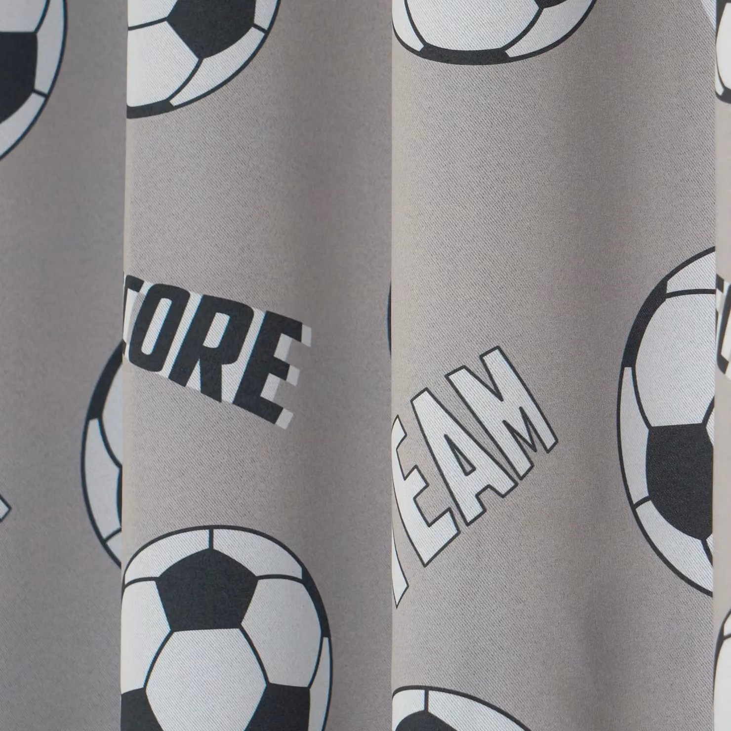 OHS Football Eyelet Thermal Curtain Panels for Kids, Grey, Width: 168 cm, Height: 183 cm – 2