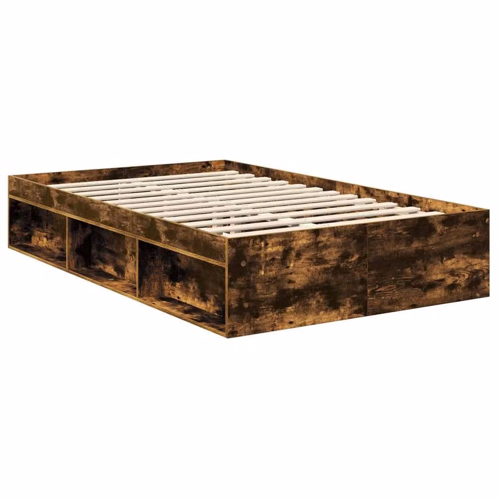 Berkfield Home Smoked Oak Bed Frame in Brown, Solid Pine Wood, W: 120 cm, L: 190 cm – 3
