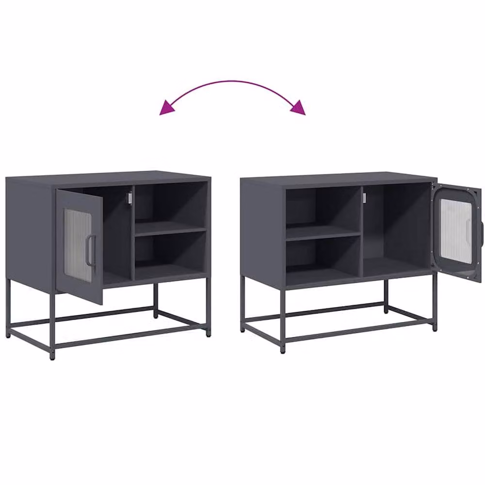 Berkfield Home Anthracite Steel TV Cabinet in Dark Grey, W: 68 cm, D: 39 cm, H: 60.5 cm – 6