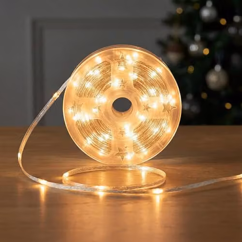 Shatchi Warm White LED Fairy String Lights with 100 LEDs and Timer, 10m Gold Leather-Thread Wire, IP44 Waterproof for Indoor and Outdoor Christmas, Party and Wedding Decor – 2
