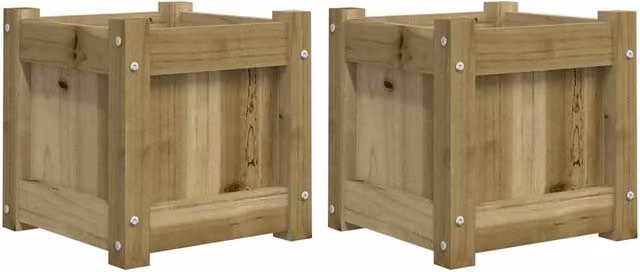 Berkfield Home Garden Impregnated Pine Wood Planter Set of 2 in Brown