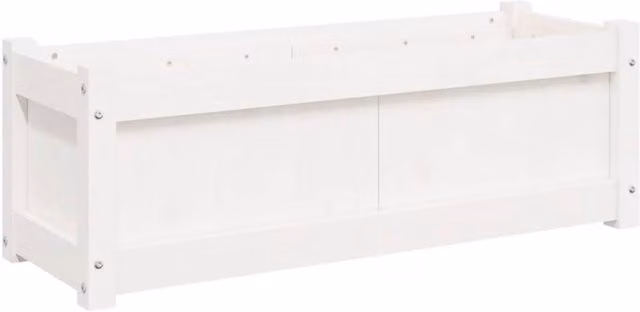 Berkfield Home White Solid Wood Pine Garden Planter Tub W: 90 cm, D: 31 cm, H: 31 cm