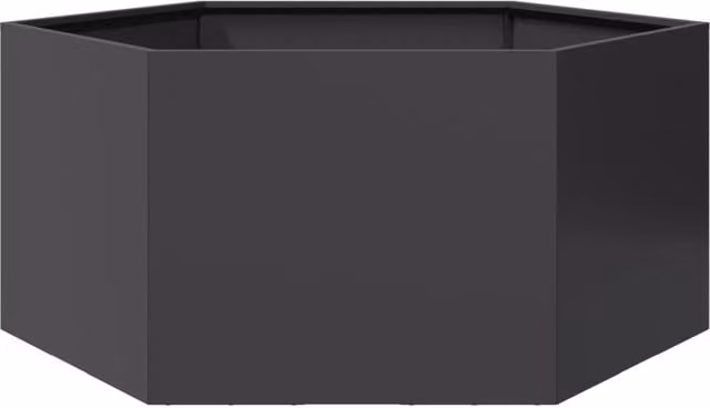 Berkfield Black Hexagon Steel Garden Planter W: 104 cm, D: 90 cm, H: 45 cm