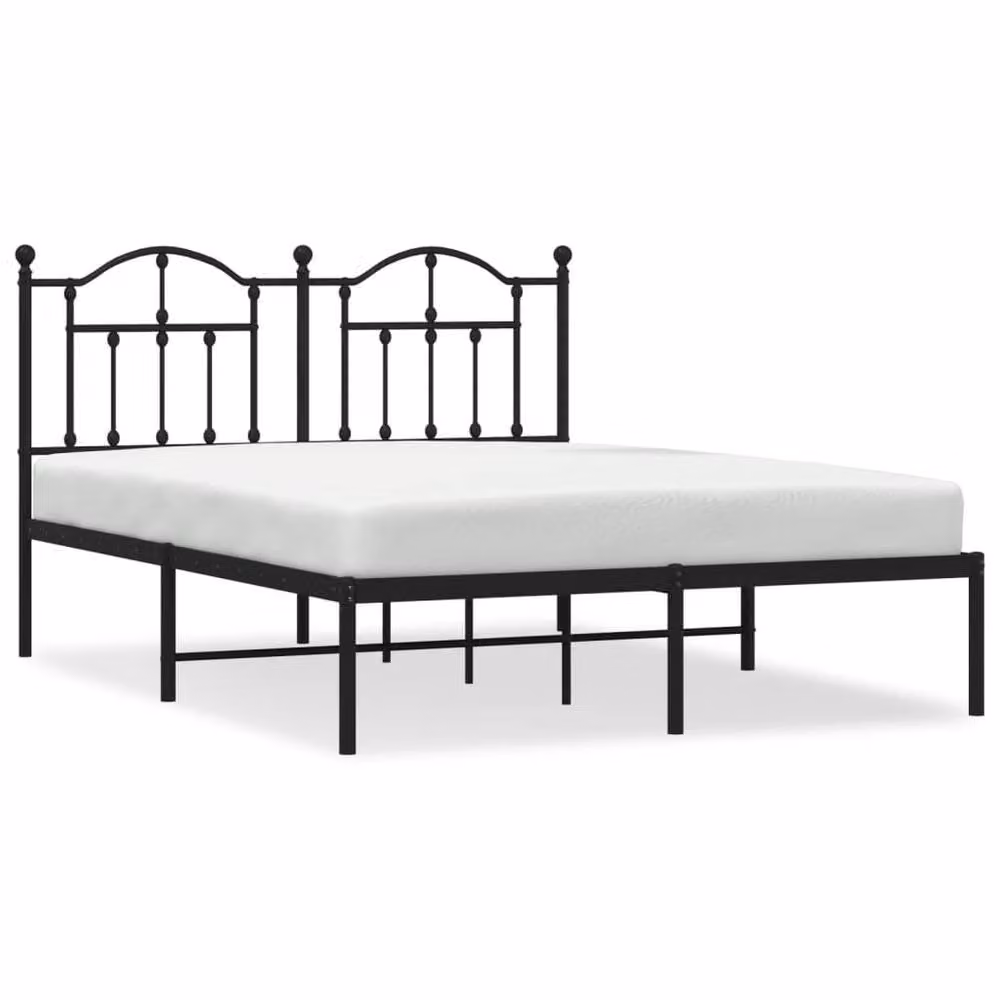 Berkfield Home Metal Bed Frame with Headboard in Black, W/D/H: 135 x 190 cm – 2