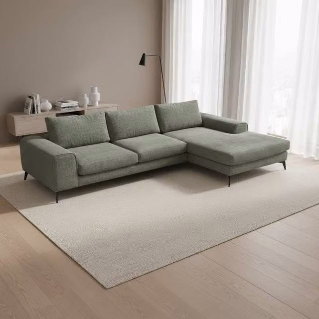 Abakus Direct Venice Chenille L-Shaped Corner Sofa in Green, Right Hand Facing, W/D/H: 289 x 146 x 81 cm