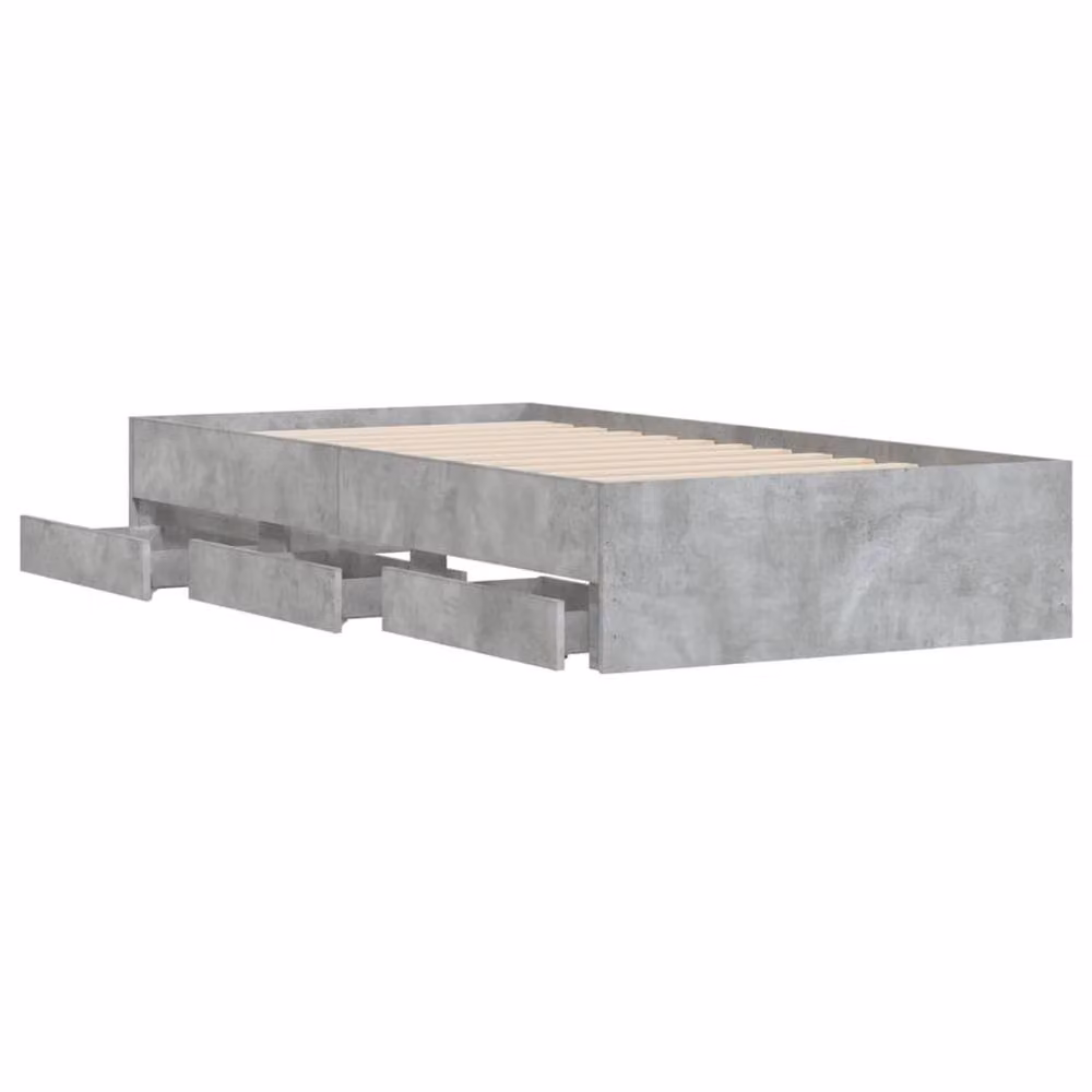Berkfield Home Modern Bed Frame with Drawers in Concrete Grey, W/D/H: 90 x 200 x 33 cm – 3
