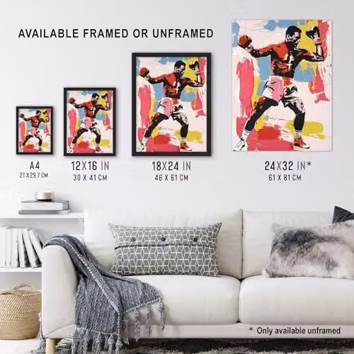 Artery8 Boxer Sport Portrait Boxing Gloves Multicolour Wall Art Paper Poster Print W/H: 46 x 61 cm – 3