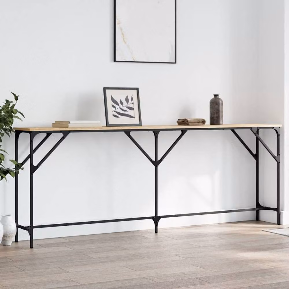 Berkfield Home Sonoma Oak Console Table in Brown, W: 200 cm, D: 29 cm, H: 75 cm – 1
