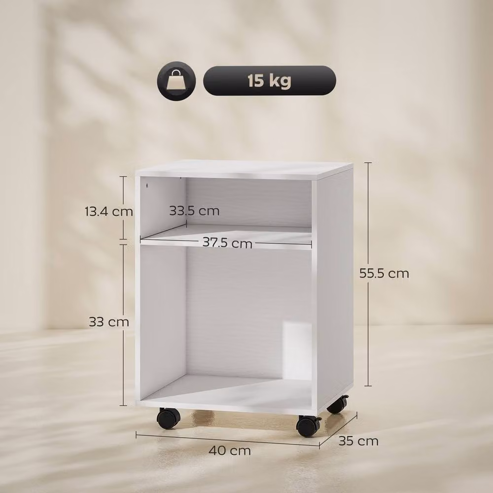 Rolipo 2-Tier Mobile Printer Stand with Storage and Wheels, White – 3