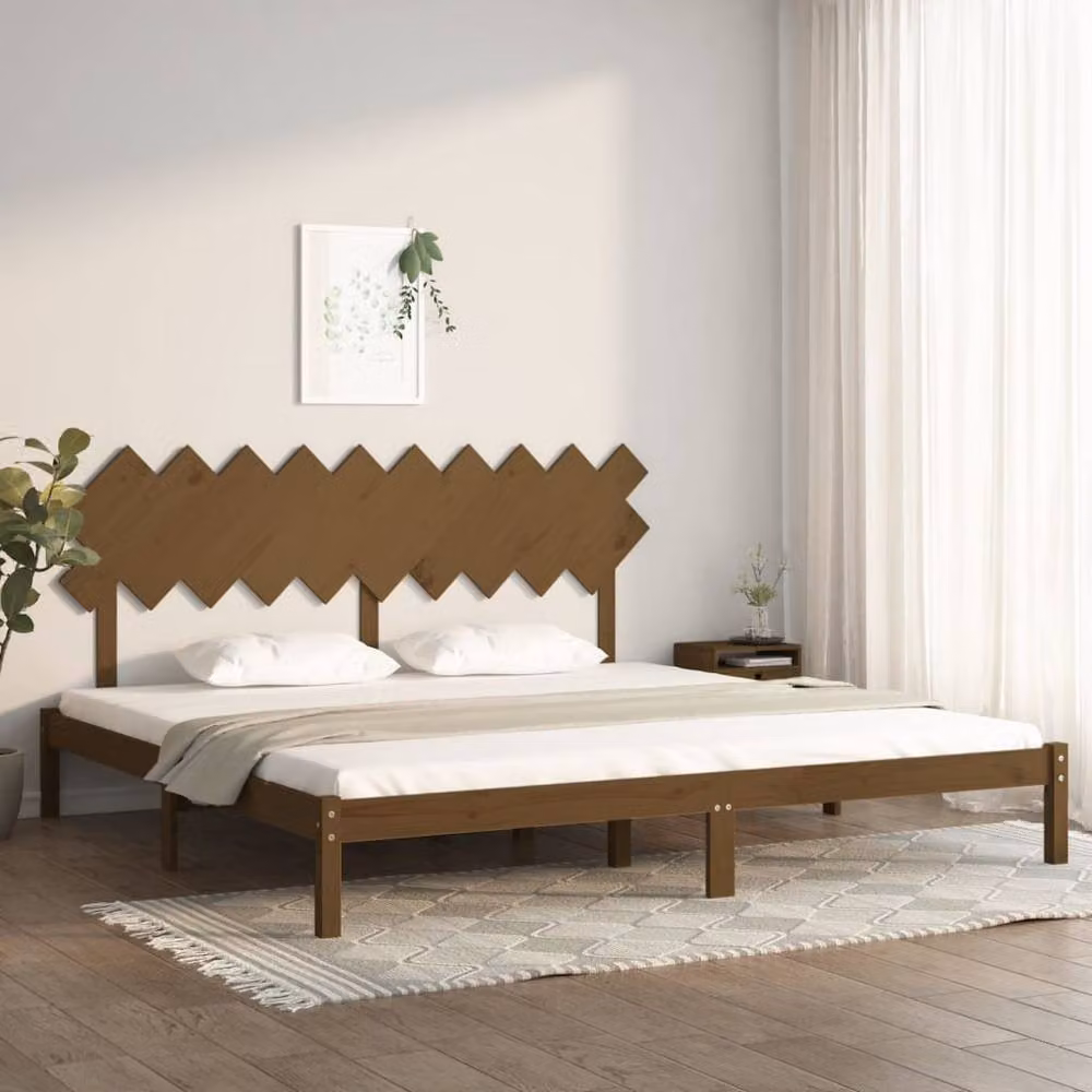 Berkfield Home Solid Wood Pine Bed Frame, Brown, W/D/H: 200 x 200 x 31 cm – 2