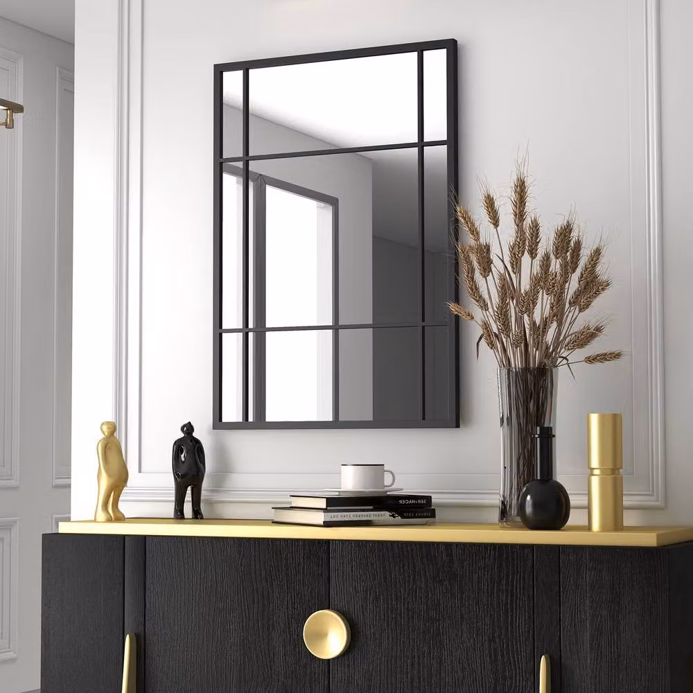 Costway Modern Rectangular Wall Mounted Decorative Mirror in Black, W: 100 cm, H: 70 cm – 5