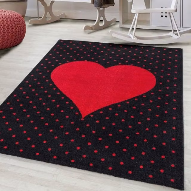 Bravich LTD Kids Heart Rug, Bambi Design in Red, W: 120 cm, L: 170 cm – 1