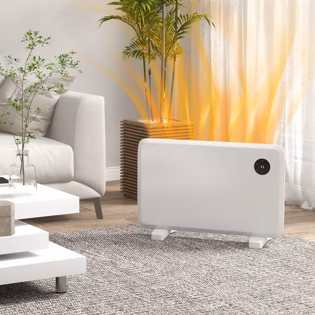 HOMCOM 1200W Freestanding Electric Convector Heater with LED Display, Timer and Remote Control, White