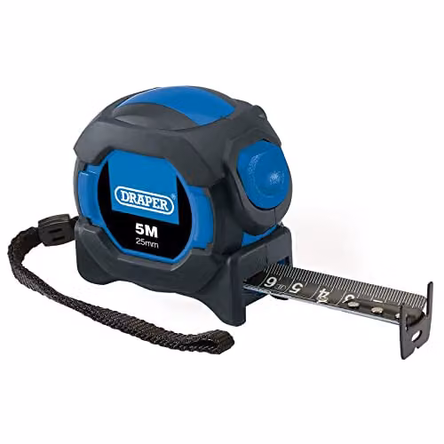 Draper Auto Lock Tape Measure, 5m Length, 25mm Width, Blue and Black – 1