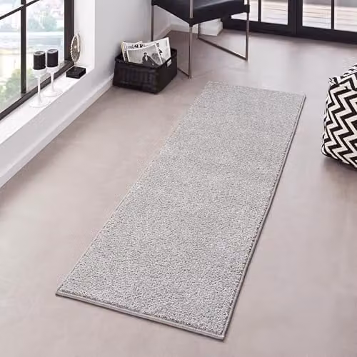 Hanse Home Pure Modern Plain Grey Rectangular Rug, W/D/H: 80 x 400 cm