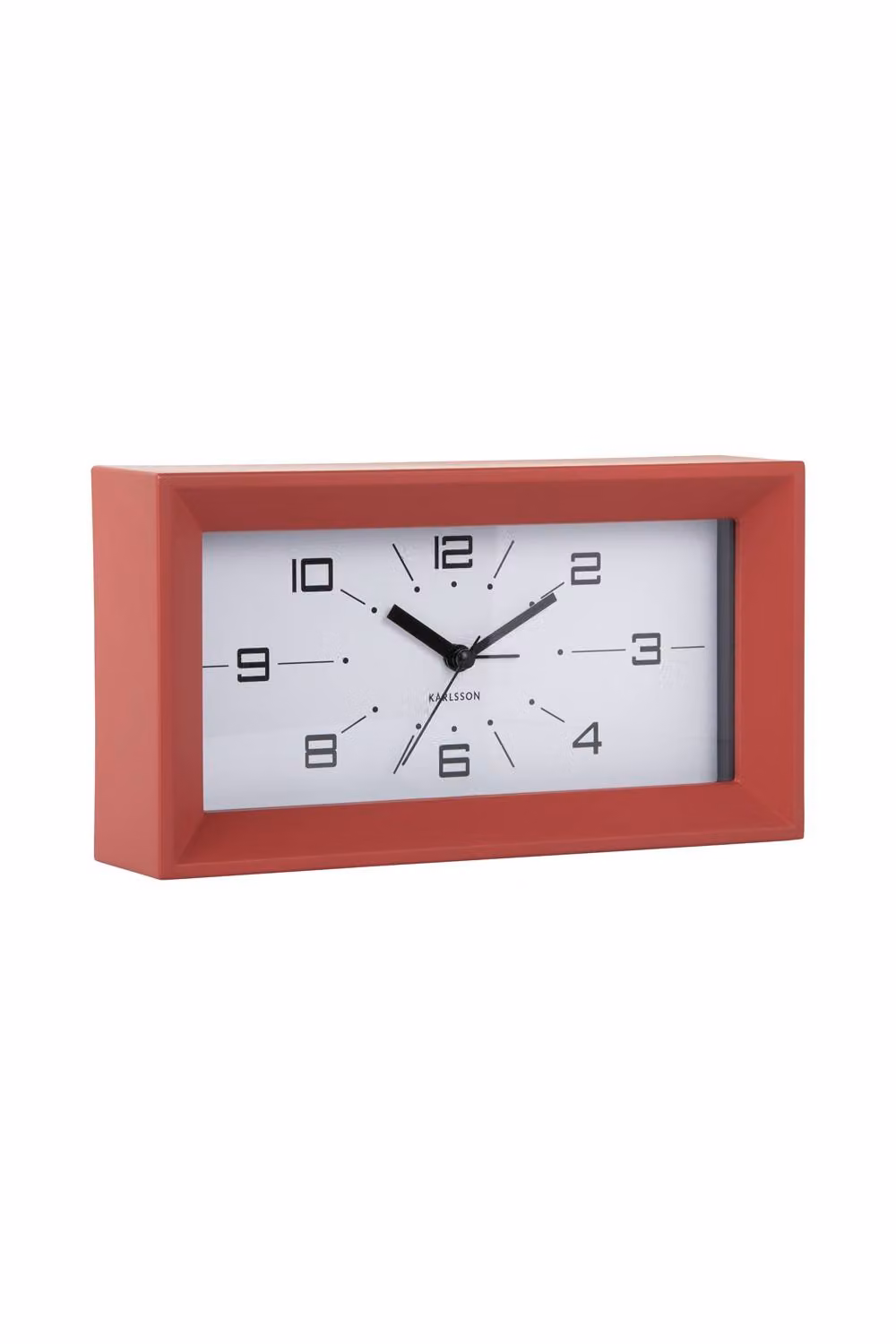 Present Time Karlsson Lujo Rectangular Analog Tabletop Alarm Clock in Red Ochre – 2
