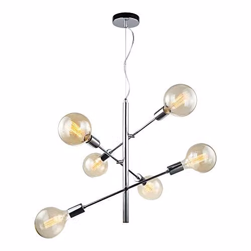 Netlighting Modern Silver Chrome 6-Light Sphere Glass Pendant Light with E27 Bulbs