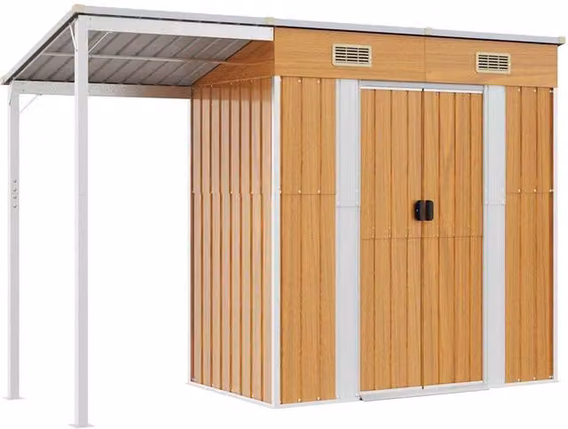 Berkfield Home Brown Steel Pent Garden Shed with Window and Side Vent W/D/H: 277 x 110.5 x 181 cm – 1