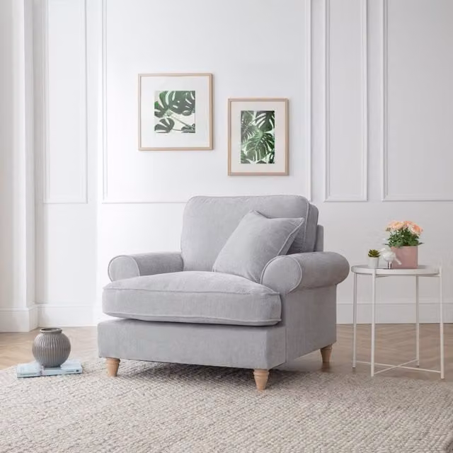 The Great Sofa Company Ezra Textured Velvet Armchair in Light Grey