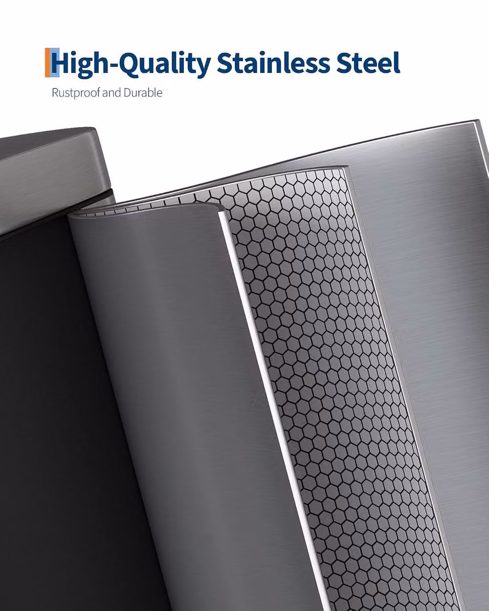 London Boutique 10L Stainless Steel Pedal Bin with Lid and Removable Inner Bucket in Silver – 3