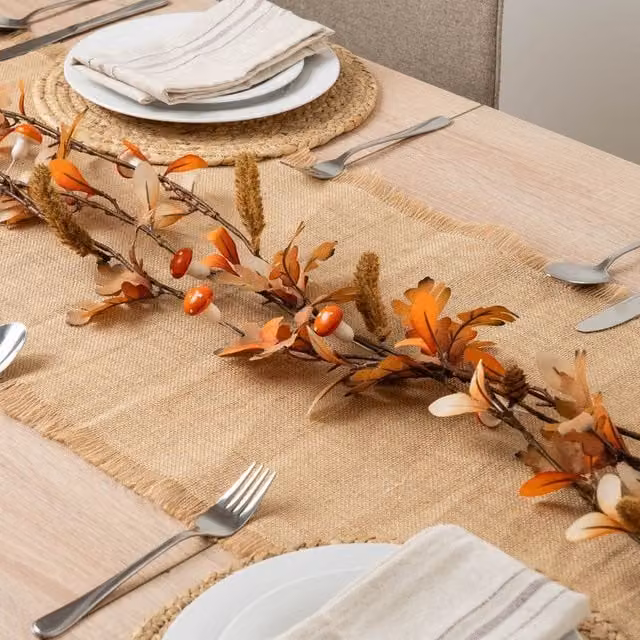 Scottish Everlastings Ltd Pack of 3 Rustic Autumn Acorn Foliage Garlands in Brown, Orange and Gold, Length: 150 cm