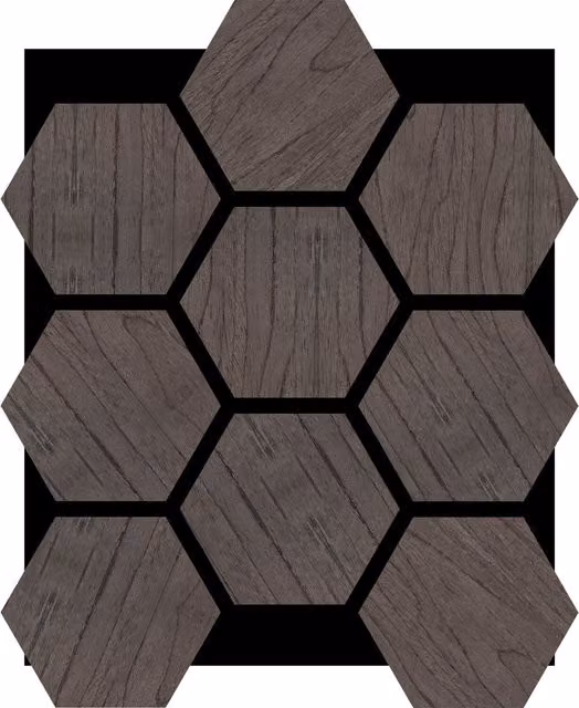 Wall Panels UK 2 Pack Ebony Hexagonal Acoustic Felt Wall Panels in Black with Wood Look Geometric Design