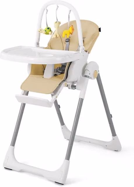 Costway 4-in-1 Baby Highchair in Brown and Beige