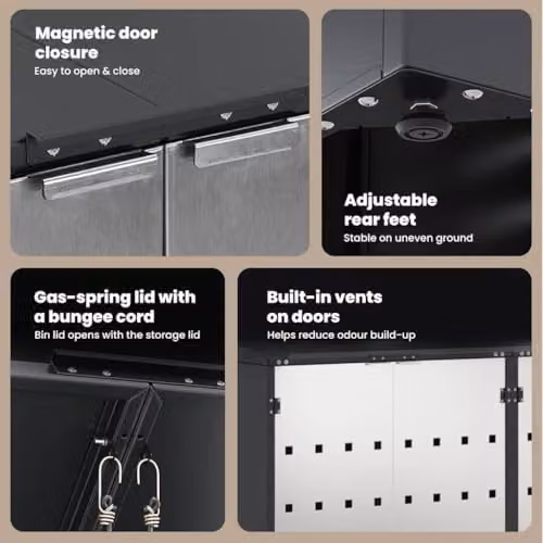 vidaXL Steel Wheelie Bin Storage for 6 Bins, Anthracite – 3